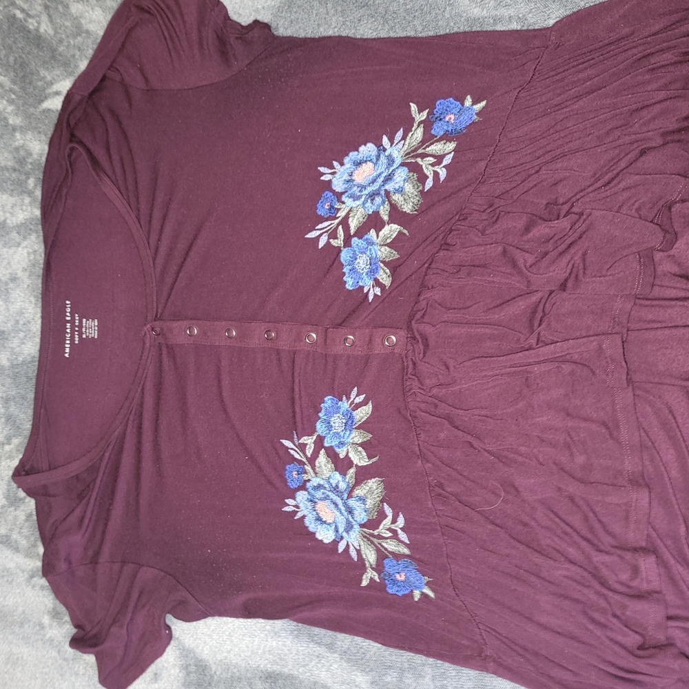 Embroidered Floral Burgundy Top